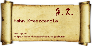 Hahn Kreszcencia névjegykártya